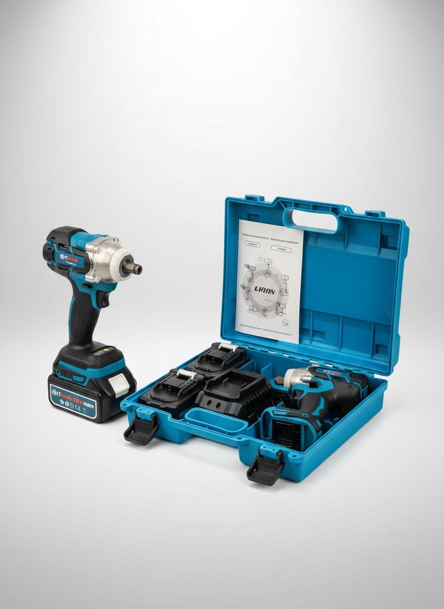 Aku rázový uťahovač – 725 Nm + 2 batérie